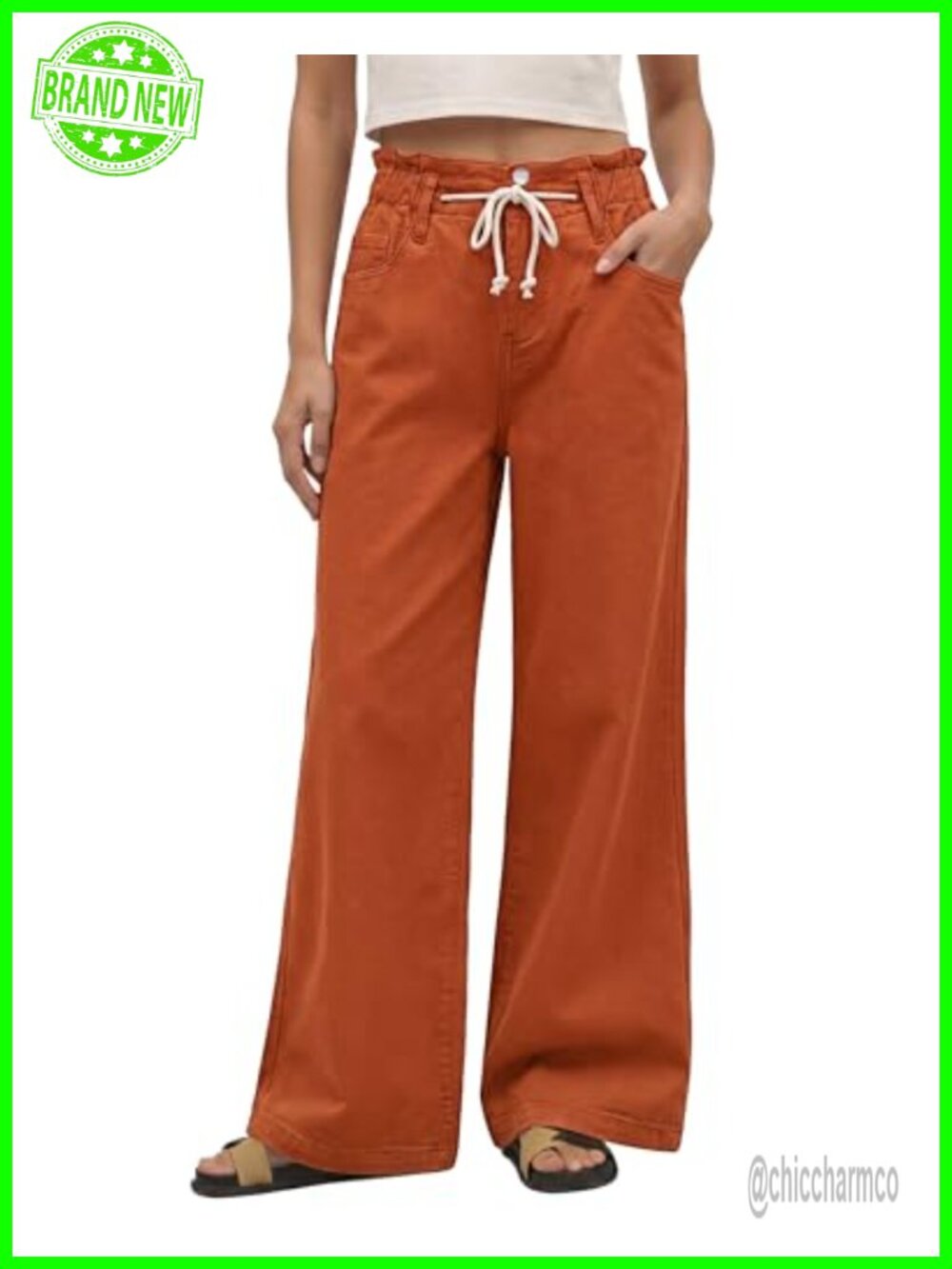Wide Leg High Waisted Stretch Jeans Elastic Waist Bell Bottom Baggy
